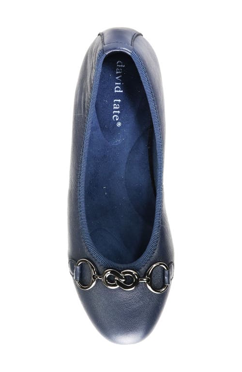 Shop David Tate Omega Flat In Navy Lamb