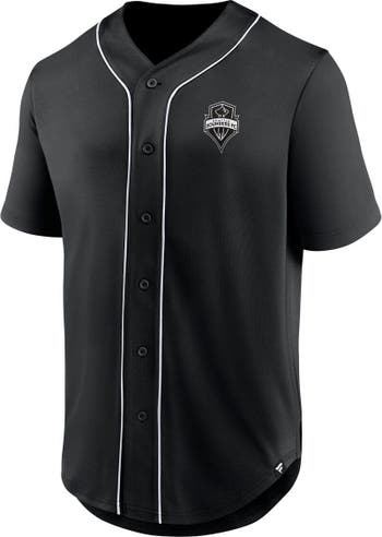 Men's Fanatics Branded Black Seattle Sounders FC Third Period Fashion  Baseball Button-Up Jersey