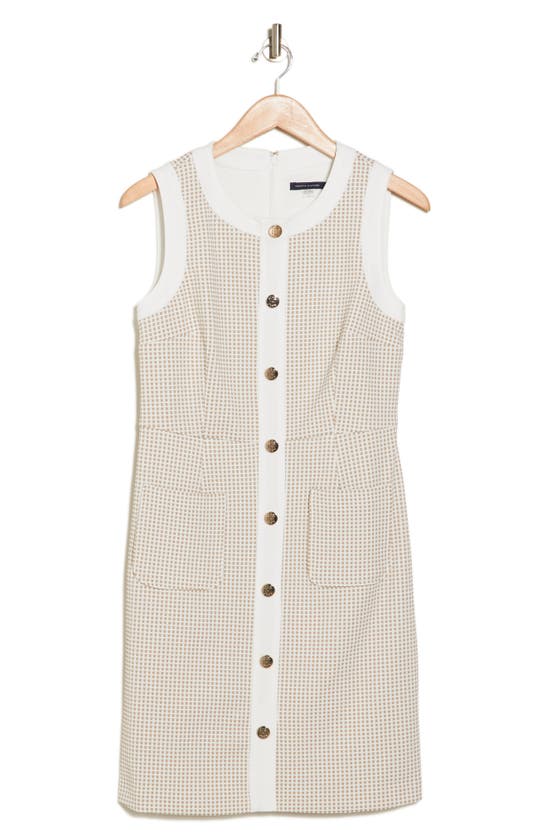 Tommy Hilfiger Grid Textured Sheath Dress In Ivory/khaki