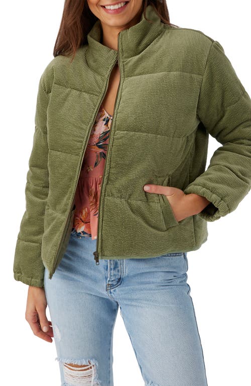 Shop O'neill Novah Quilted Corduroy Jacket In Oil Green