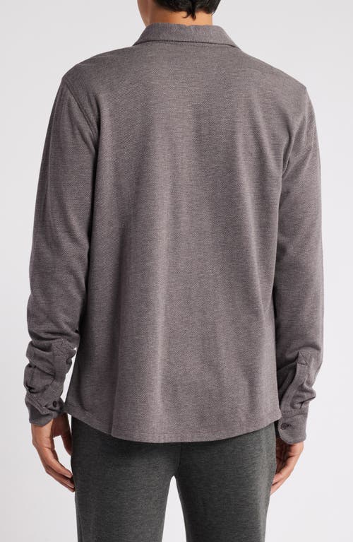 Robert Barakett Shearwood Herringbone Knit Button-up Shirt In Port