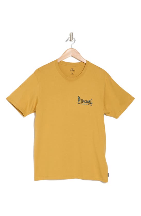 Shop Rip Curl Rayzed & Hazed Cotton Graphic T-shirt In Mustard