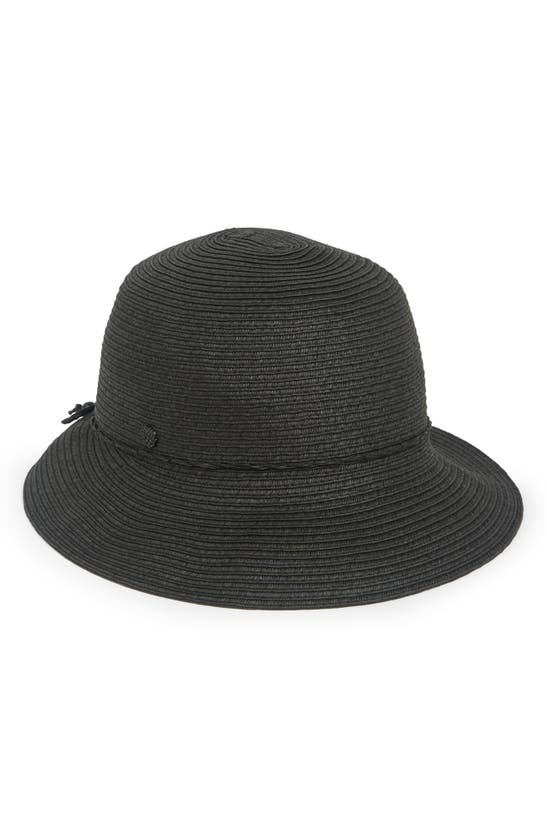 Vince Camuto Paper Braid Cloche Hat In Black | ModeSens