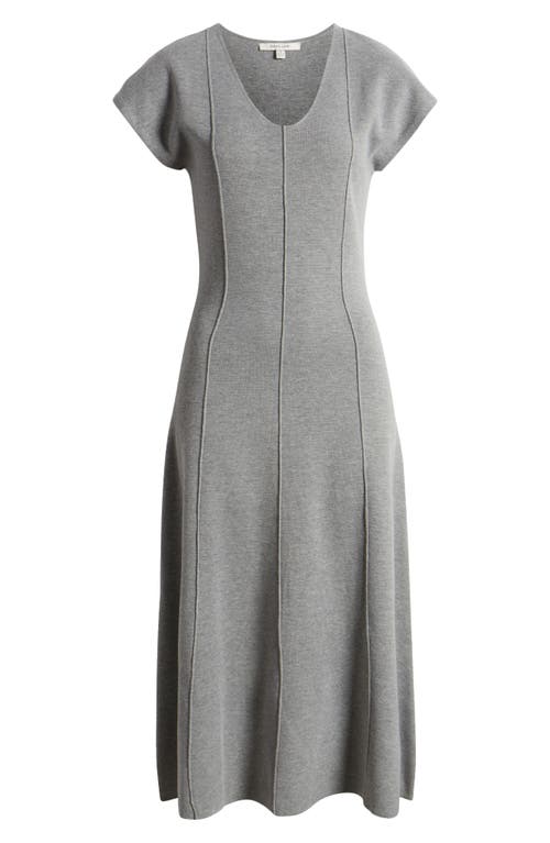 Shop Zoe And Claire Short Dolman Sleeve Midi Sweater Dress In Heather Grey