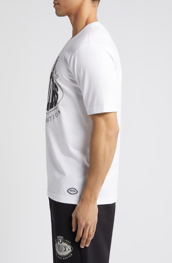 Shop Hugo Boss Boss X Nfl Stretch Cotton Graphic T-shirt In Las Vegas Raiders White