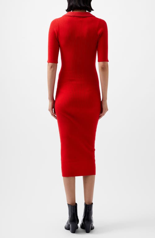 Shop French Connection Cosysoft Polo Rib Midi Sweater Dress In Mars Red