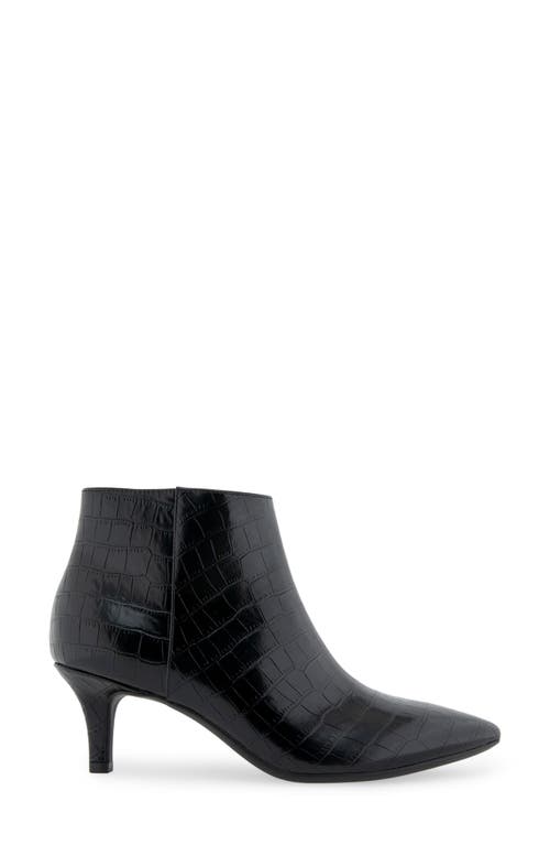 Shop Aerosoles Edith Faux Leather Bootie In Black Croco Faux Leather