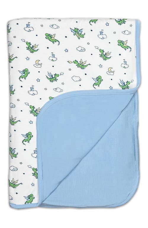 Bellabu Bear Kids' Dragons Print Reversible Blanket in White With Dragons