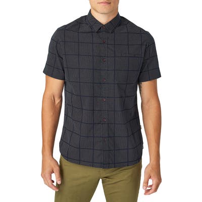 7 Diamonds Liquidator Slim Fit Check Short Sleeve Button-Up Sport Shirt, Blue
