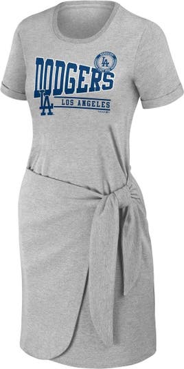 Women's Wear by Erin Andrews Heather Gray Los Angeles Dodgers Plus Size Knotted T-Shirt Dress