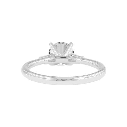 Asany Love Grown Collection 14k White Gold Round Cut Lab Grown Diamond Tapered Baguettes Engagement In 14k White Gold