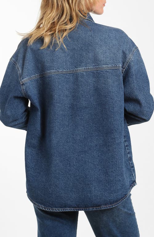 Shop Brooklyn Industries Ocean Oversize Denim Snap-up Shirt In Blue Denim