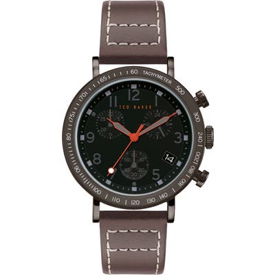 Ted Baker London Marteni Chronograph Leather Strap Watch, 42Mm