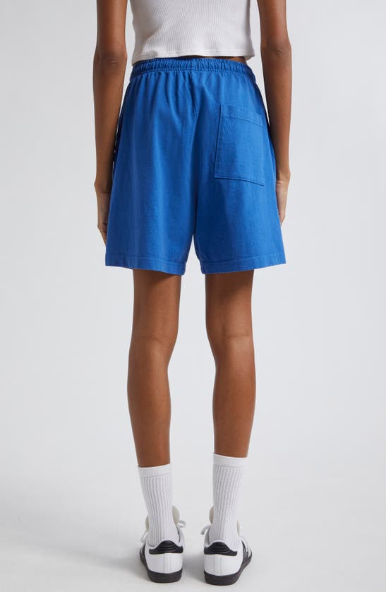Shop Sporty And Rich Sporty & Rich Serif Logo Gym Shorts E In Imperial Blue