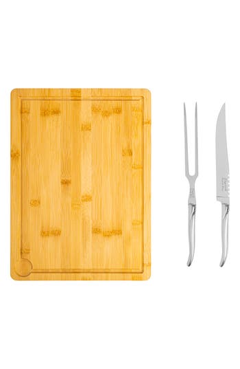 French Home Laguiole Carving Board & Tools Set In Silver/stainless-steel