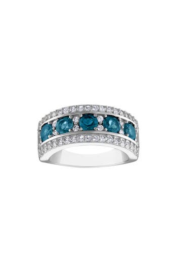 Fzn London Blue Topaz Ring In Silver/blue