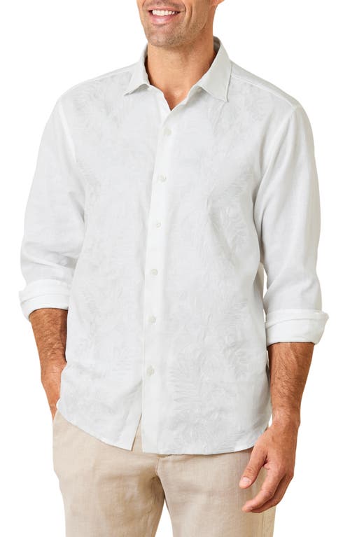 Tommy Bahama Down the Isle Embroidered Linen Button-Up Shirt White at Nordstrom,