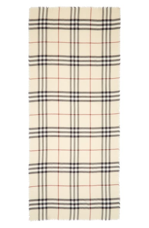 Burberry Check Lightweight Wool Scarf In Stone