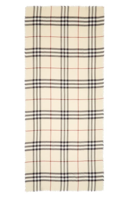 Shop Burberry Check Lightweight Wool Scarf In Stone