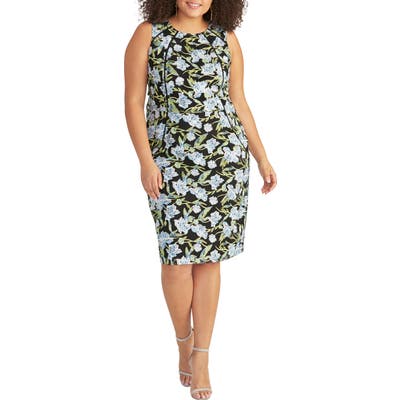 Plus Size Rachel Rachel Roy Embroidered Floral Sheath Dress, Black