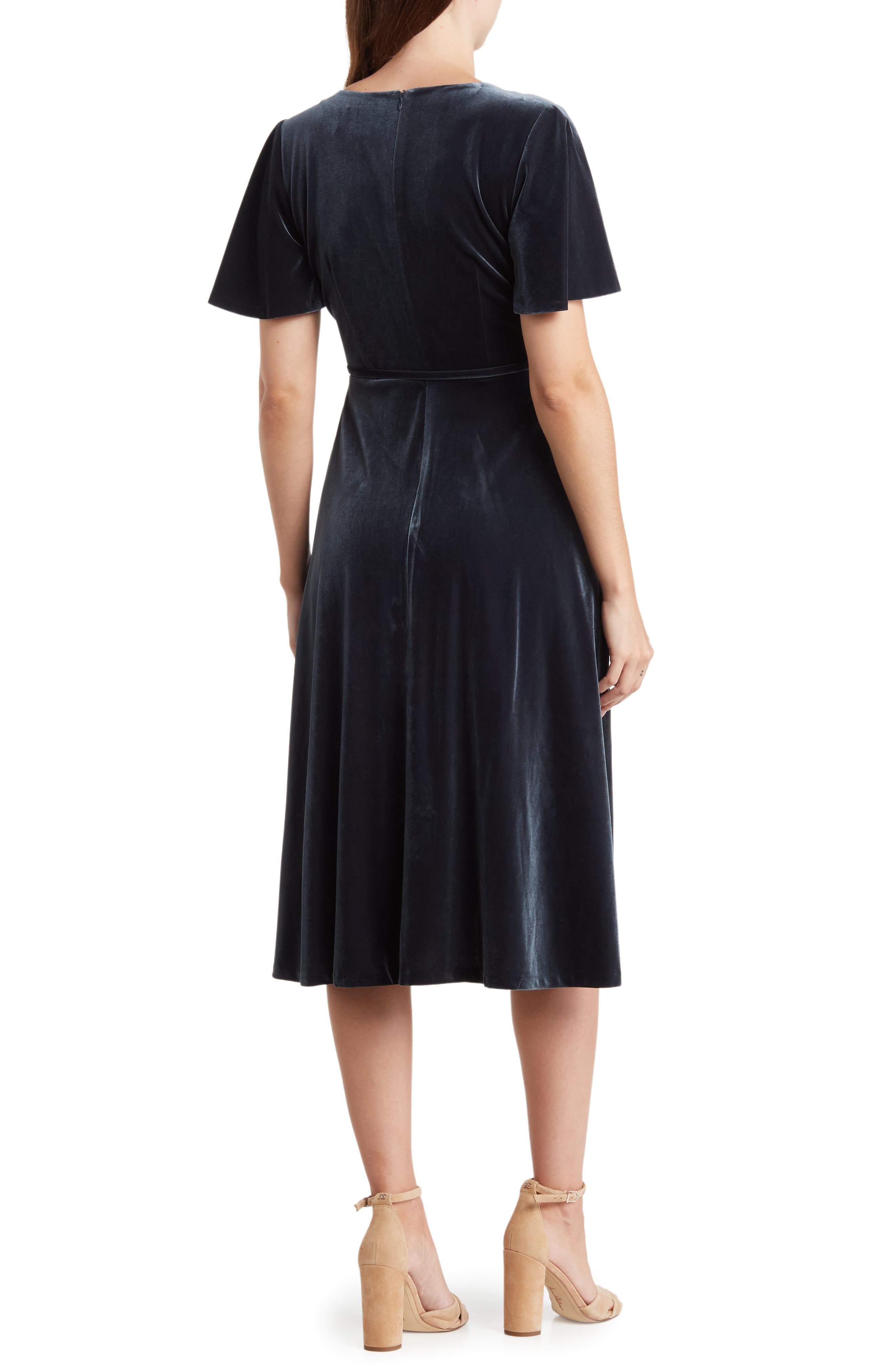 Vince Camuto Flutter Sleeve Velvet Faux Wrap Dress Nordstromrack