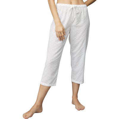The White Company Embroidered Cotton Crop Pajama Pants, White