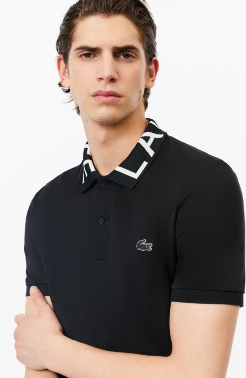 Lacoste Semi Fancy Slim Fit Piqué Knit Polo In Black