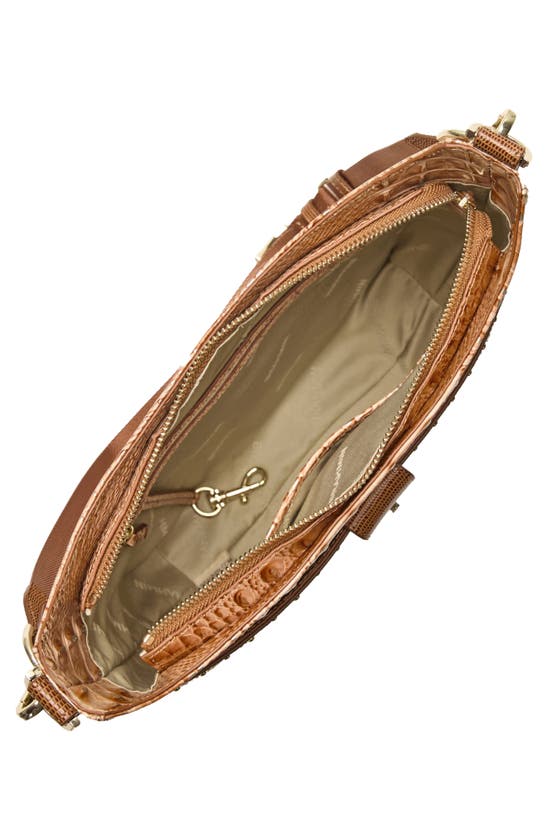 Shop Brahmin Leia Croc Embossed Leather Crossbody Bag In Honey Brown