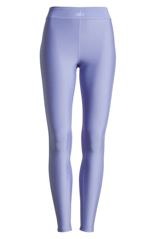 Shop Alo Yoga Suit Up Leggings In Lilac Blue/ White