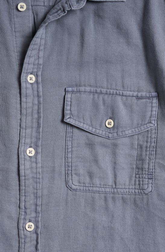 Rowan Leeds Cotton Gauze Short Sleeve Button-up Shirt In Pacific