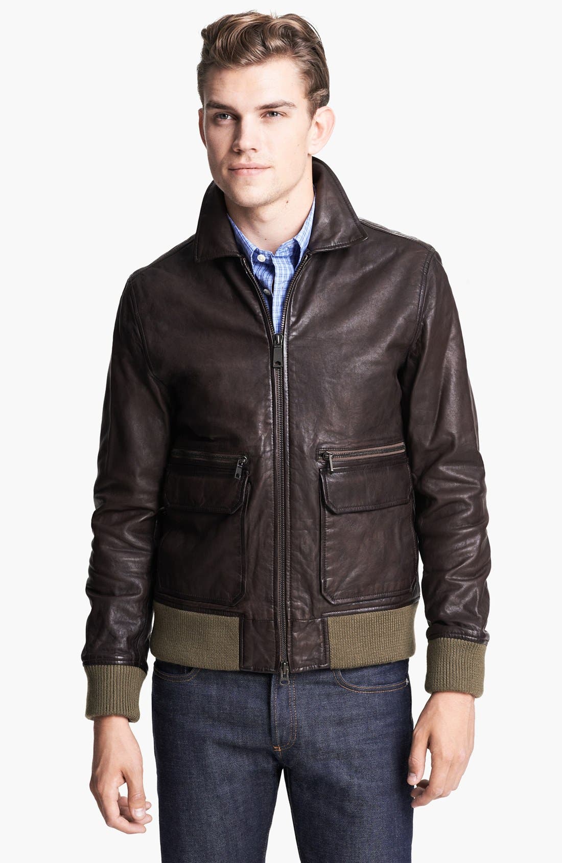 Jack Spade 'Huxley' Leather Bomber Jacket Nordstrom