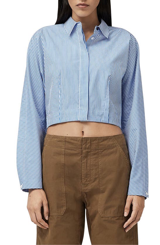 RAG & BONE MORGAN STRIPE CROP BUTTON-UP SHIRT