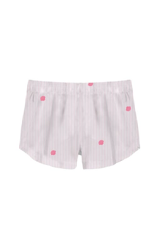 Shop Noon Cotton Pajama Shorts In Pink Stripe/seashell