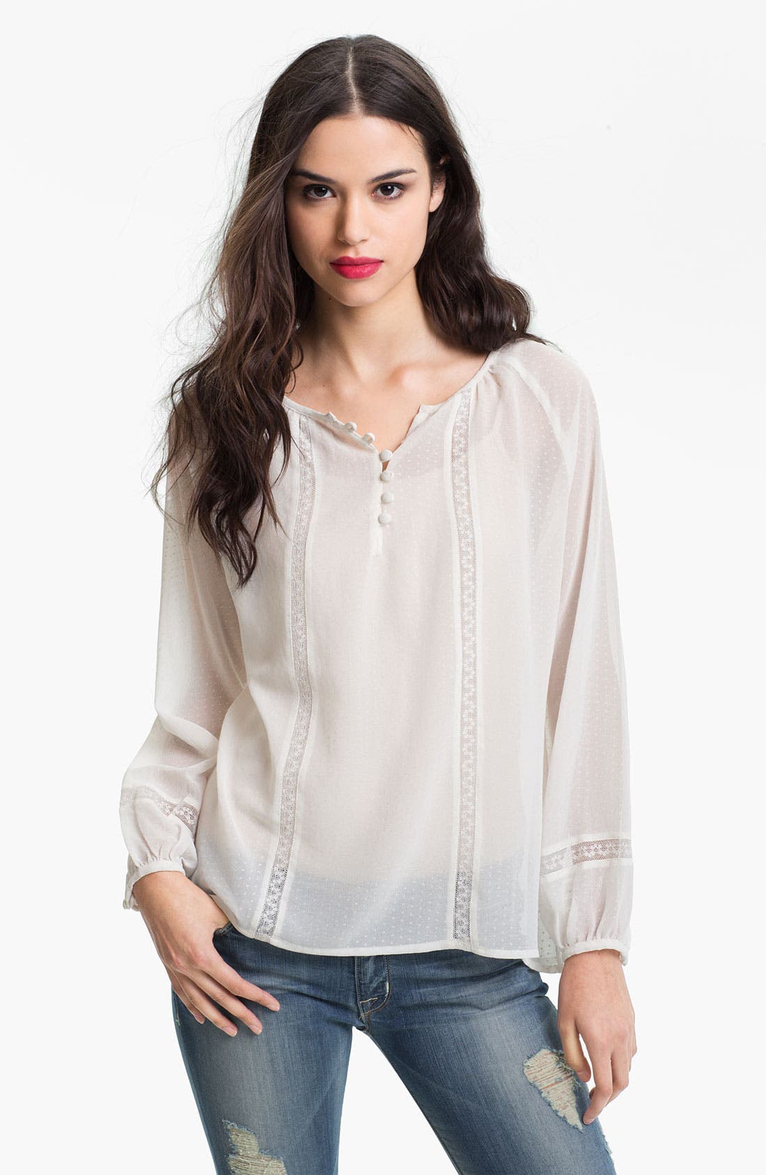Sanctuary Lace Trim Peasant Blouse Nordstrom
