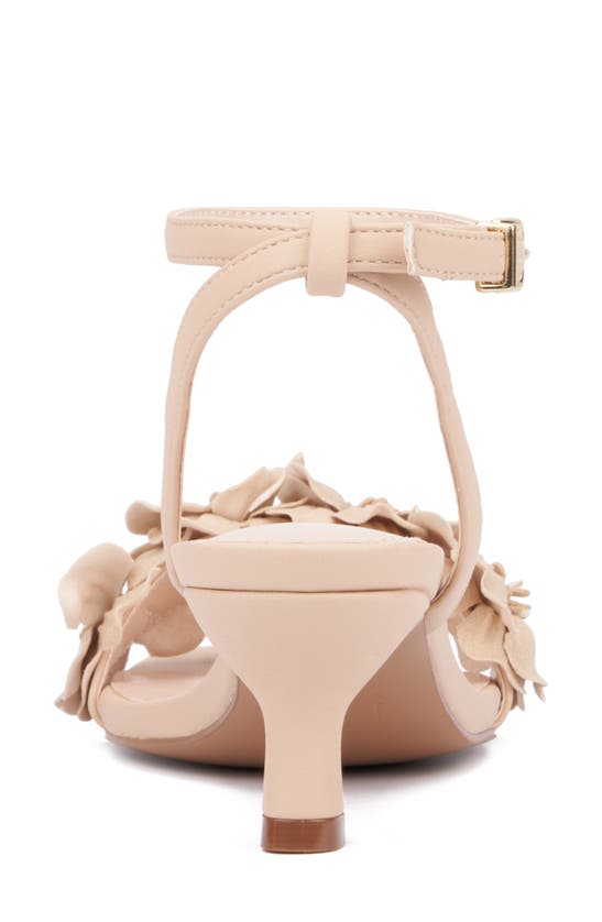 New York And Company Gwendolyn Flower Strap Sandal In Beige