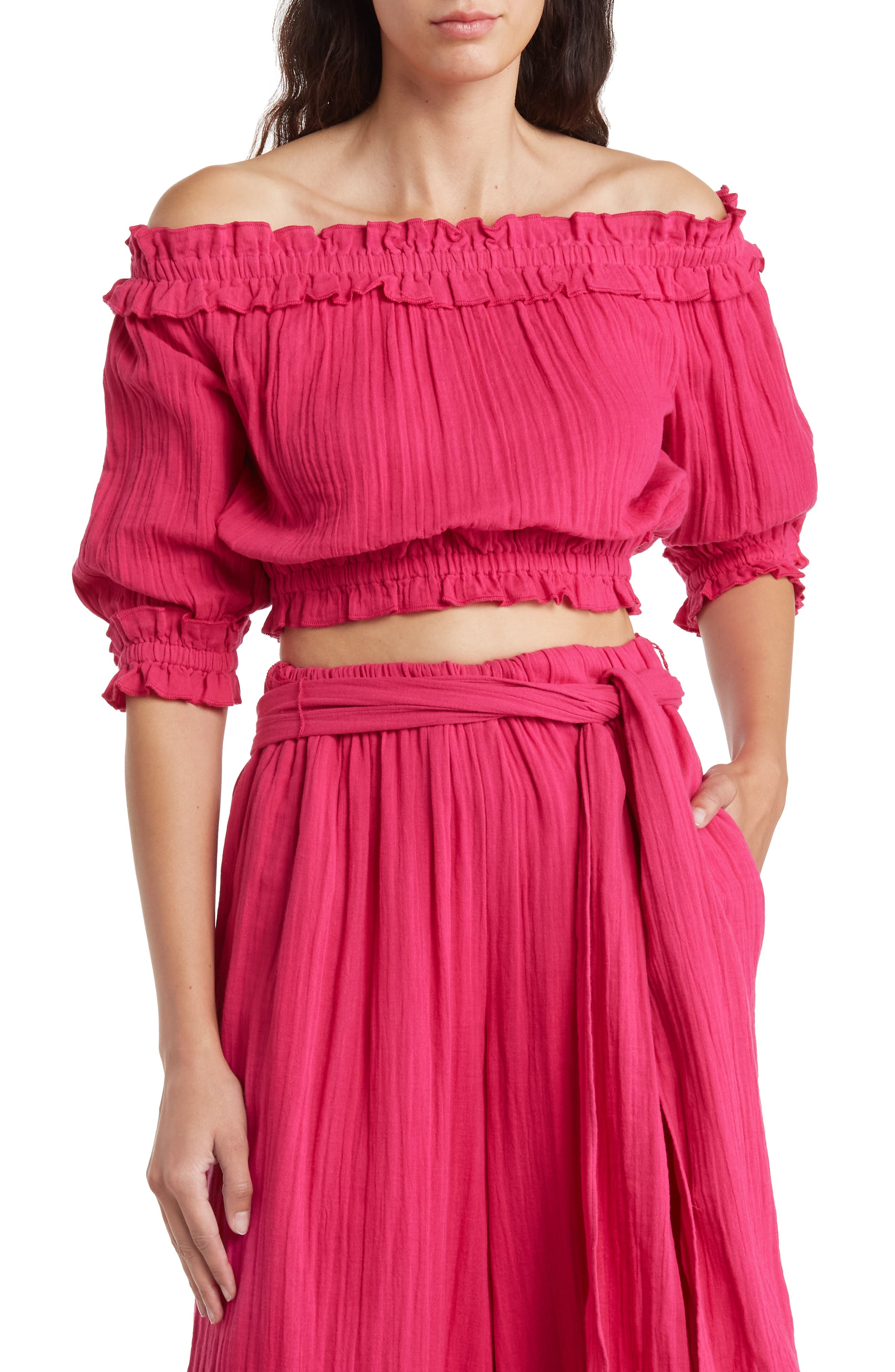 Trina Turk Lighten Up Cotton Gauze Crop Top Nordstromrack