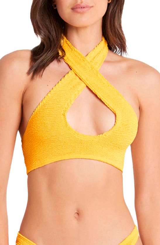 Bound By Bond-eye Carmen Crop Twist Front Bikini Top In Sunny