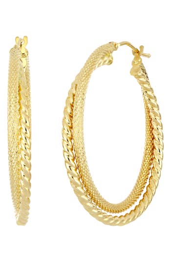 14K Gold store Double Hoop Earrings BONY LEVY