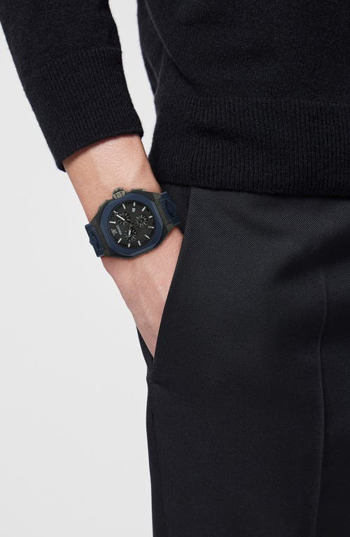 Versace Men's Swiss Chronograph Blue Silicone Strap Watch 44mm In Black