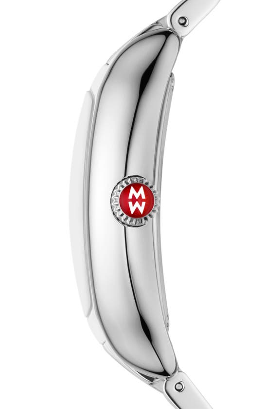 Shop Michele Cushion Diamond Bracelet Watch, 40mm In Silver