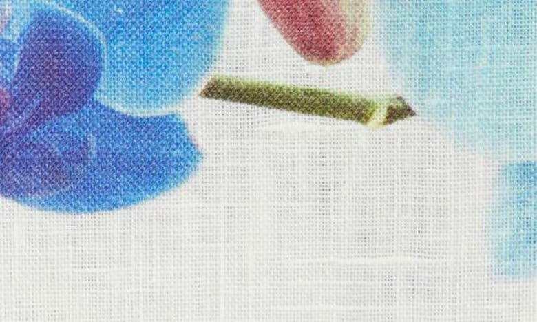 Clifton Wilson Blue Floral Linen Pocket Square In Blue