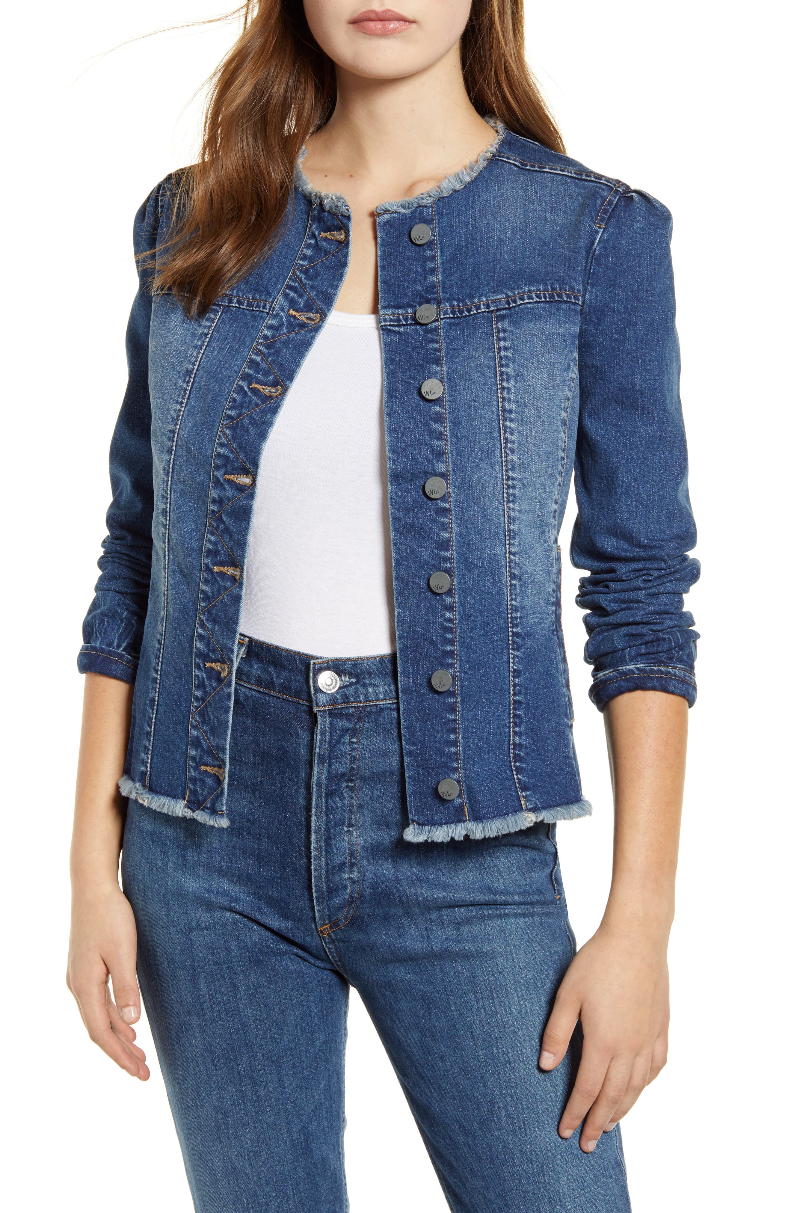 collarless denim jacket