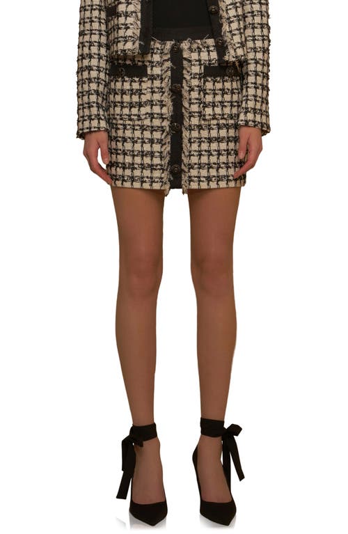 Endless Rose Premium Fringe Tweed Miniskirt In Beige/black