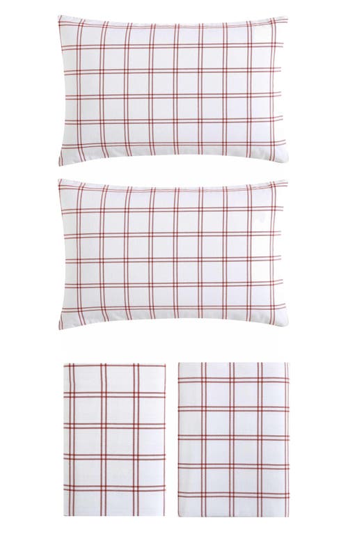 Eddie Bauer Westridge Plaid Flannel Sheet Set In Dark Orange