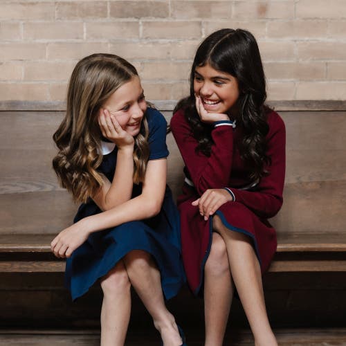 Hope & Henry Girls' Pleated Ponte Dress With Collar, Toddler In Navy Homeroom