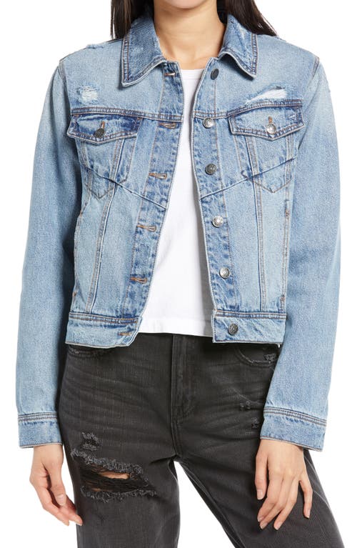 Fitted Denim Trucker Jacket in Light Wash