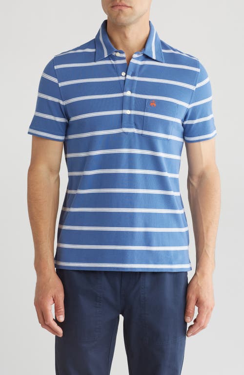 Shop Brooks Brothers Stripe Short Sleeve Cotton Polo In Blue White