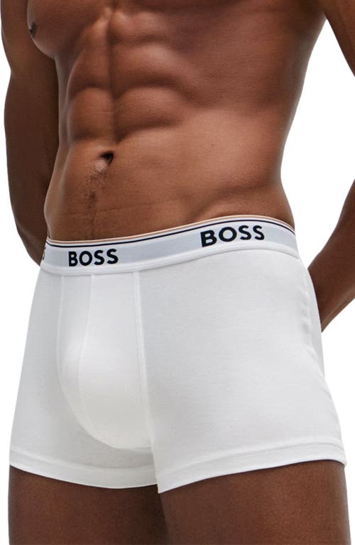 Shop Hugo Boss Boss 3-pack Power Stretch Cotton Trunks In White