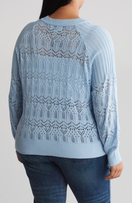Shop By Design Karina Crochet Cardigan In Chambray Blue