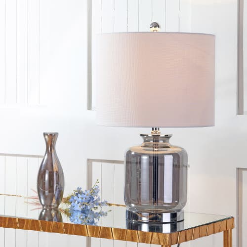 Jonathan Y Marsh Glass Led Table Lamp In Smoke Gray
